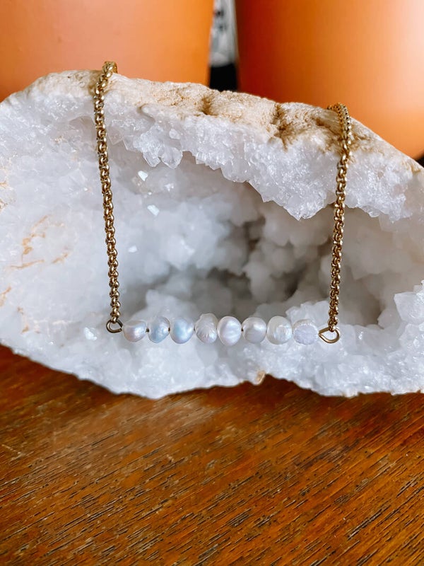 Mini Bar Pearl Nacklace - Gold/Silver