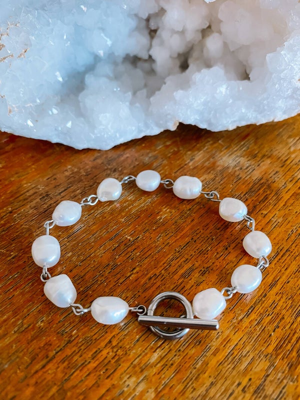 Pearl Kapittelslot Bracelet - Silver
