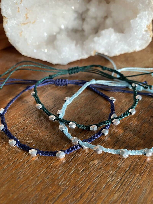 Macramé Bracelets/Anklets - Silver