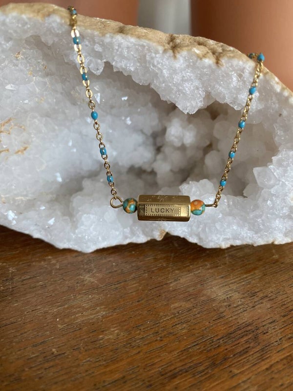 Message Beads Necklace - Natrual stone - Gold/Silver