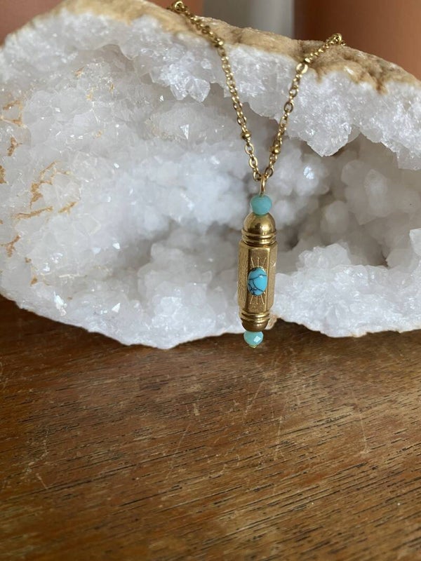 Message Beads Necklace Pendant - Facet Pearl - Gold/Silver