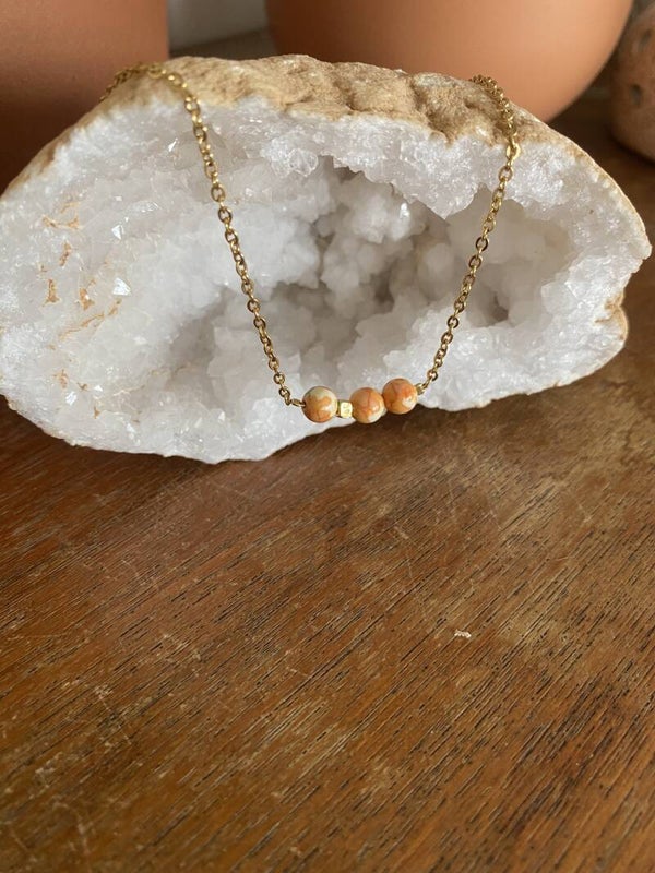 Natural Stone Necklace - Gold