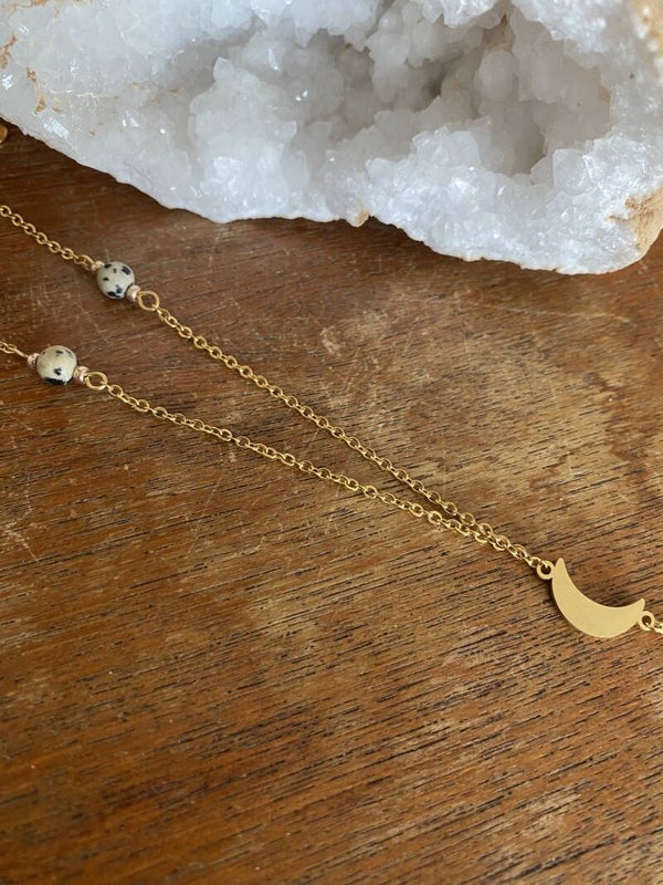 Pendel Necklace Beads - Moon - Gold