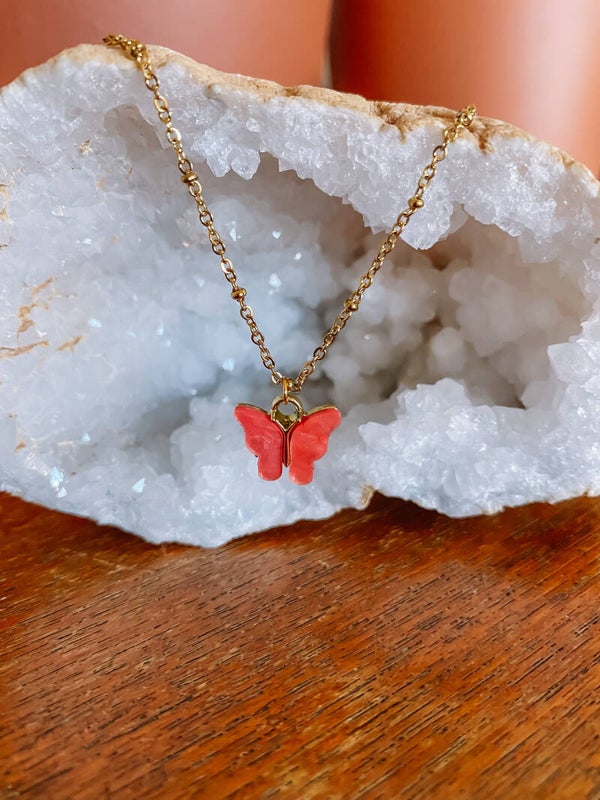 Twinning Mom Daughter Butterfly Necklace - Gold