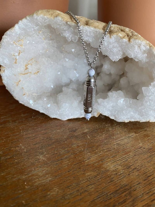 Message Beads Necklace Pendant - Natural Beads - Gold/Silver