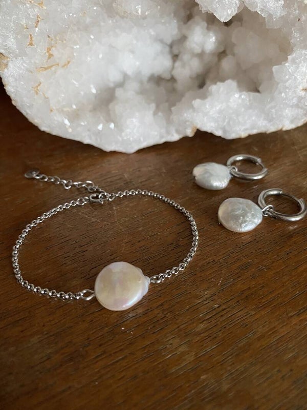 Pearl Coin Bracelet - Silver