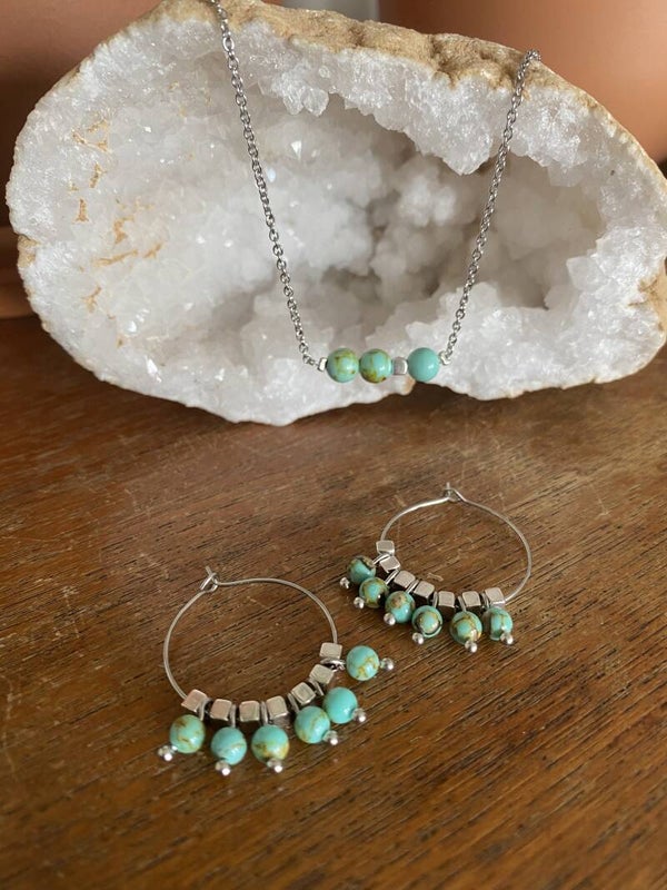 Natural Stone Necklace - Zilver