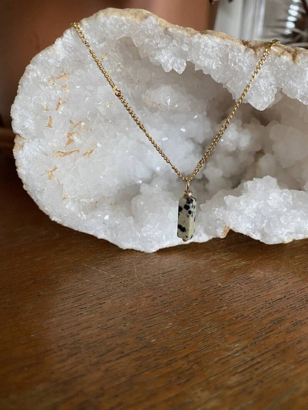 Mini Bar Stone - Necklace - Gold