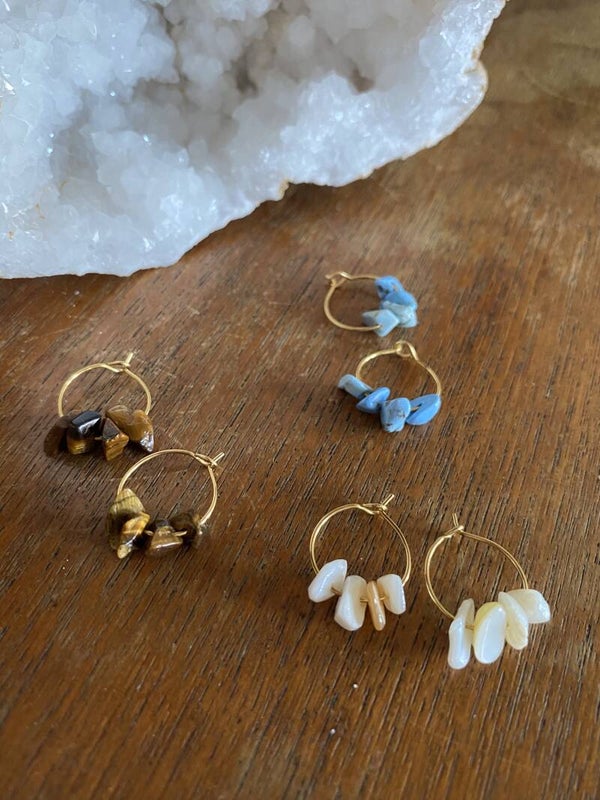 Chip Stone Mini Hoops - Goud