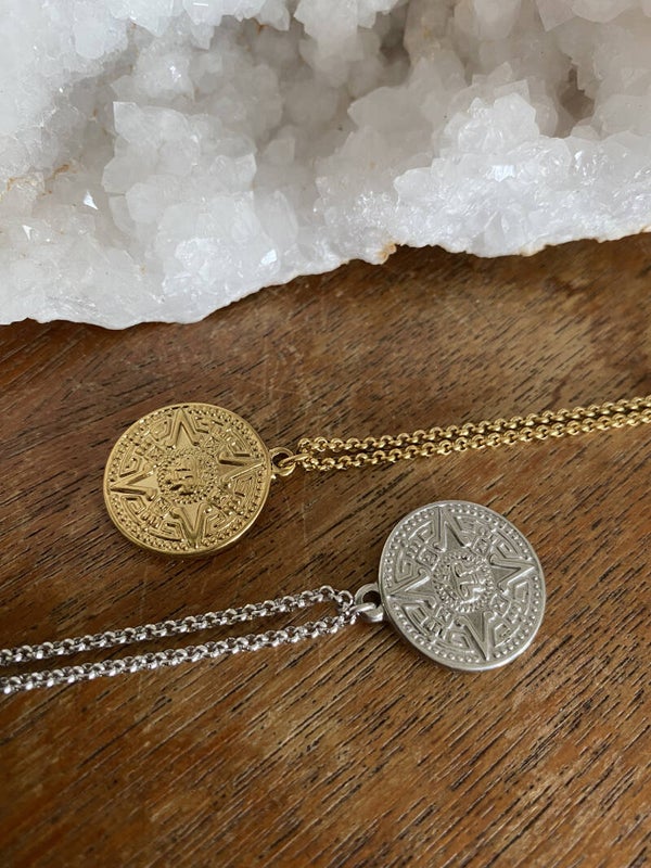 Necklace - MAYA Coin - Gold/Silver
