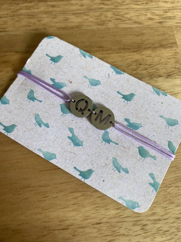 Macramé Initial Bracelet - Zilver - 2 Letters