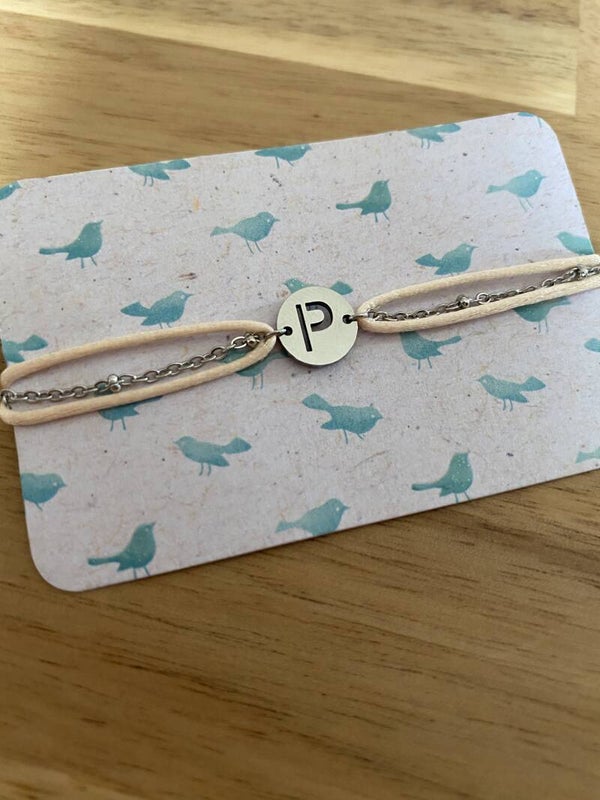 Satin Initial Bracelet Chain - Zilver - 1 Letter