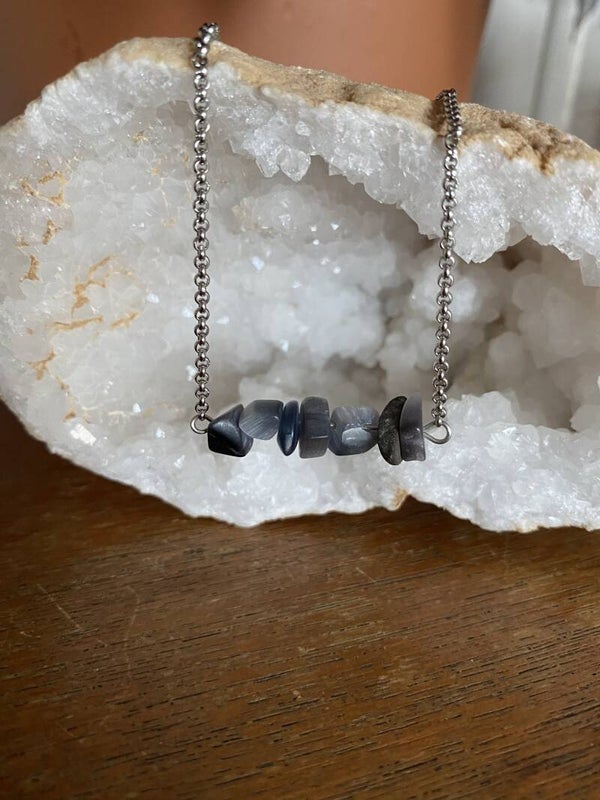 Chip Stone Necklace - Zilver