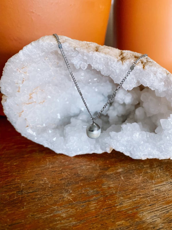 Pearl Charm Necklace - Silver