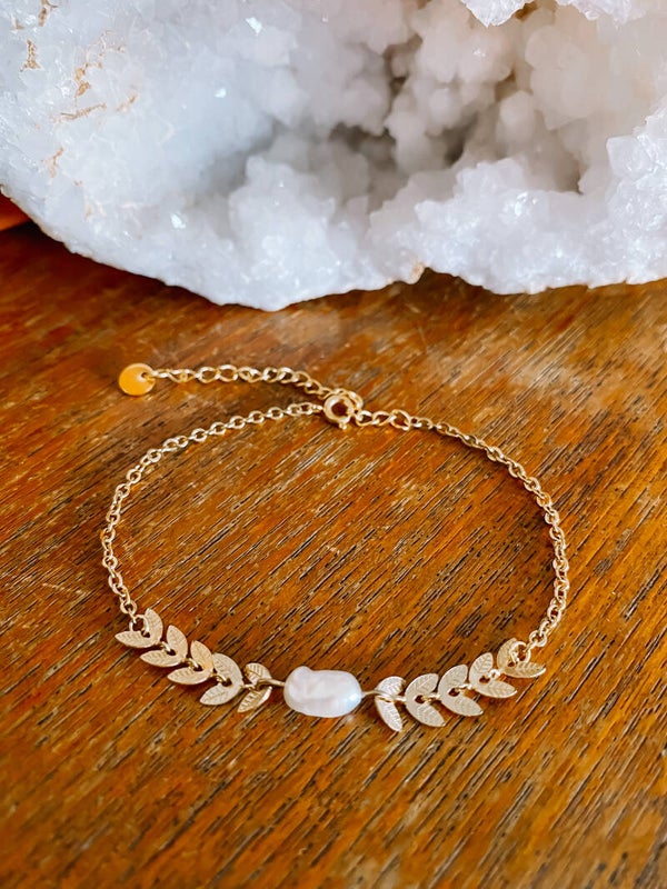 Pearl Leaf Bracelet - Gold/Silver