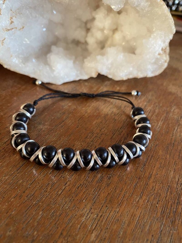 Zig Zag Men Bracelet - Black