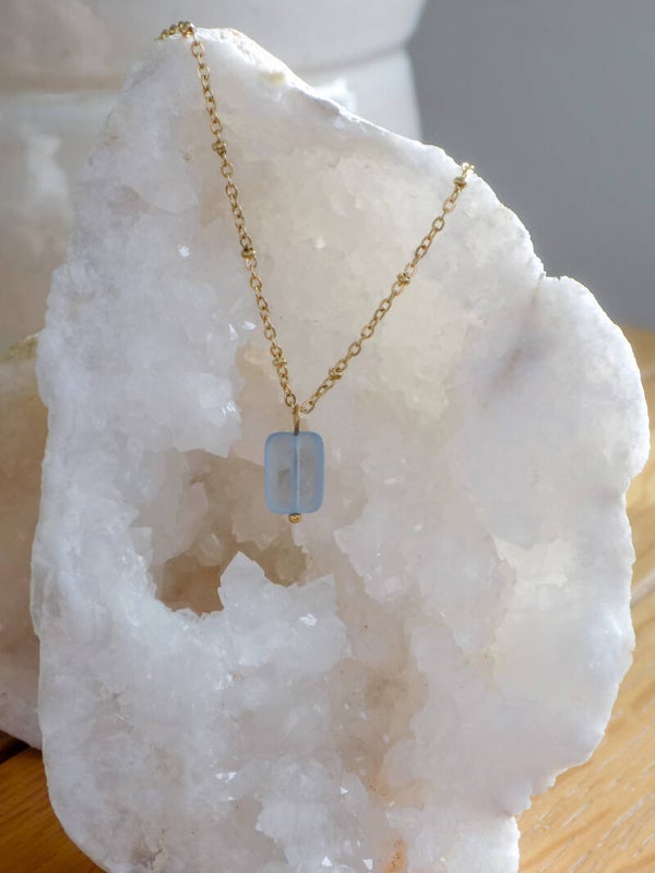 Necklace - Glass Charm Rectangle