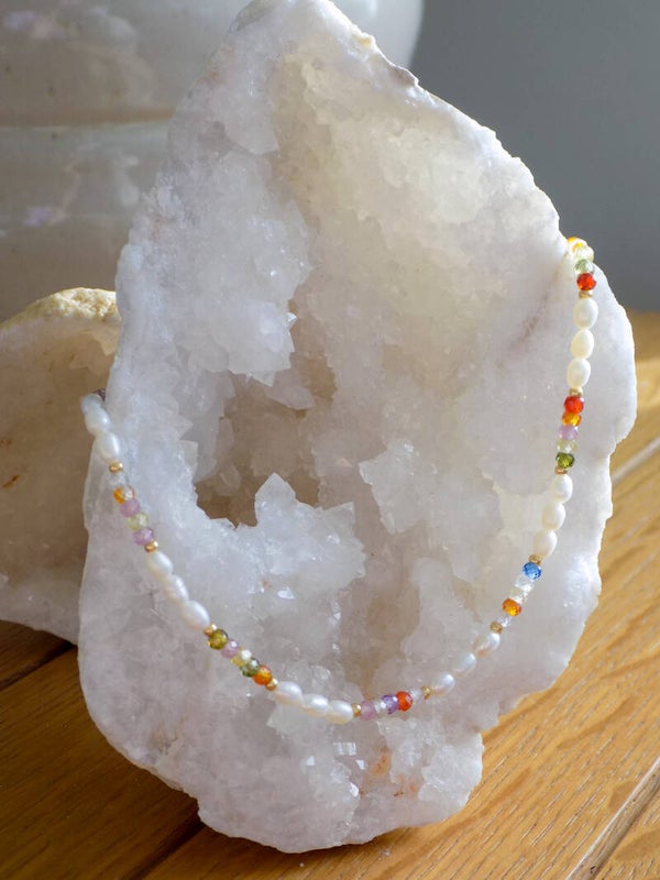 Necklace - Triple Pearl & Zircone