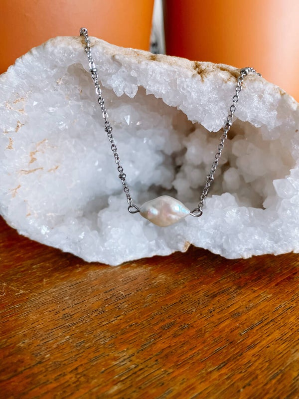 Pearl Diamond Necklace - Gold/Silver