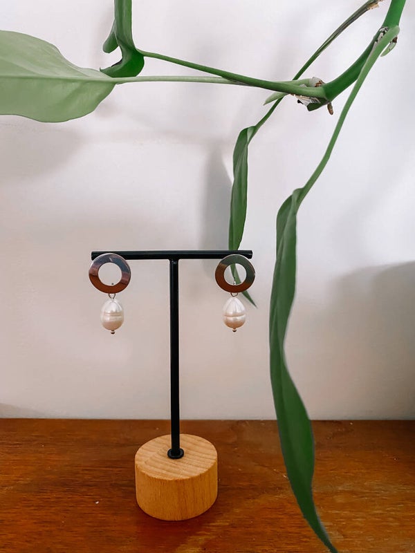 Maxi Pearl Ring Earstuds - Gold/Silver