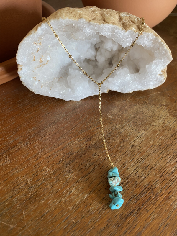 Pendel Necklace - Chip stones - Gold/Silver