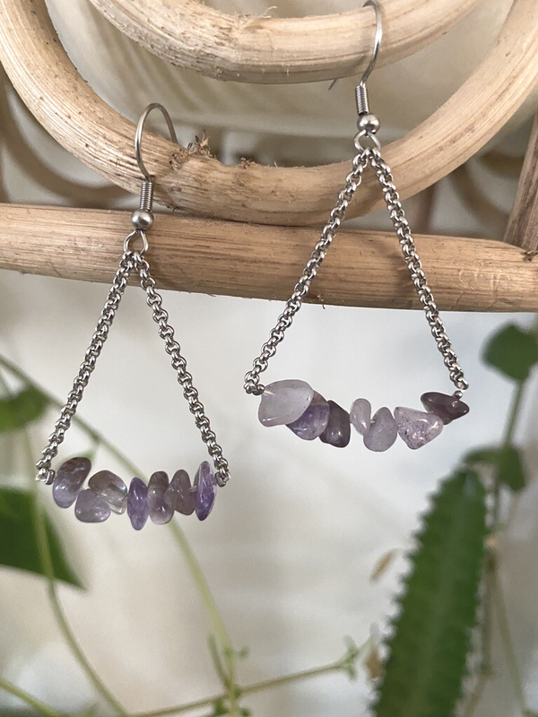 Chip Stone Earrings - Zilver