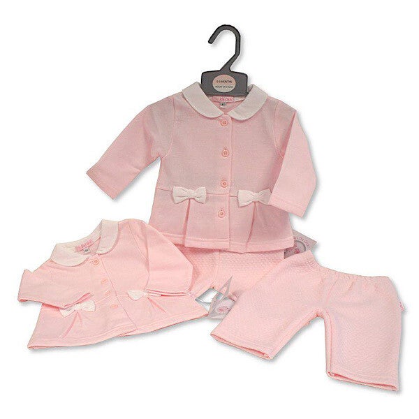 B/Pink 2PC Bow Jacket Set