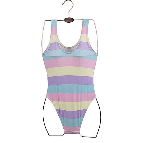 pastel Multicolour Striped Swimsuit