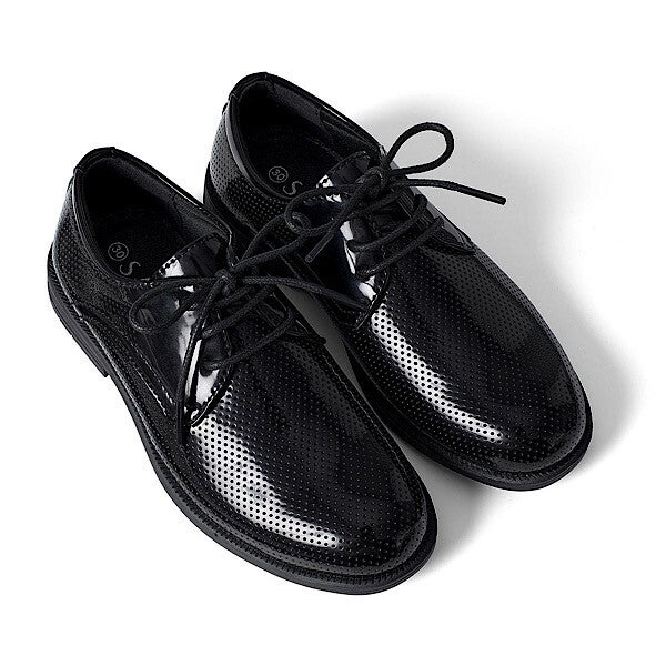 Black Perforated Patent Shoes