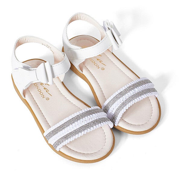 White Embraided Velcro Strap Sandals
