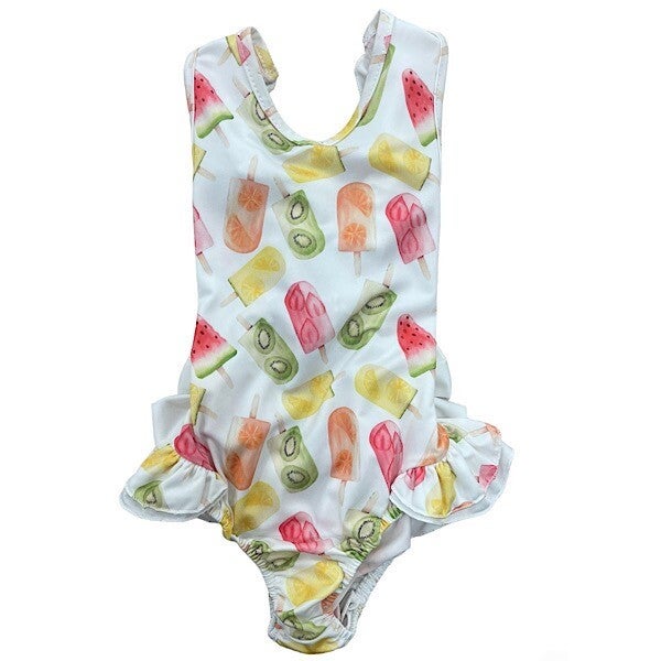 Ice Lolly Ruffle Cross Back Swimsuit