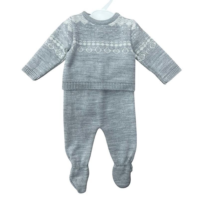 Grey Random Motif Woven 2PC Outfit