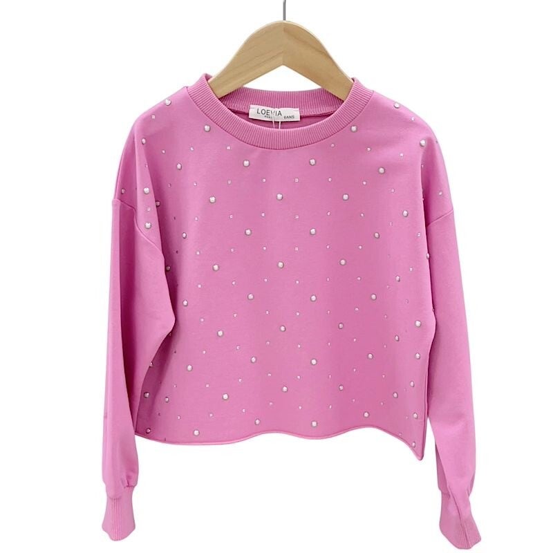 Girls Pink Pearl Sweater Top