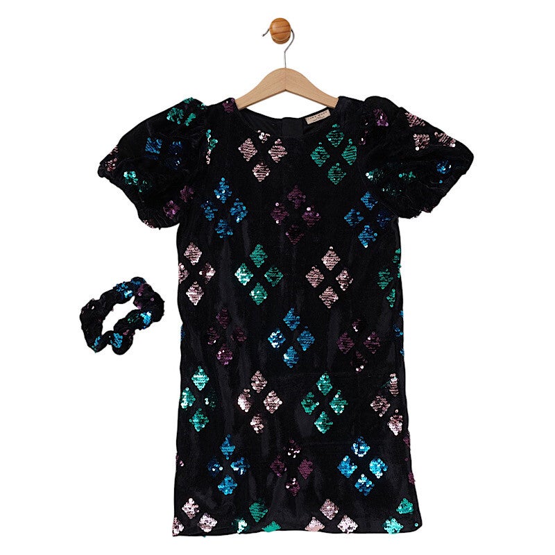 Black Multi Colour Sequin Dress Set