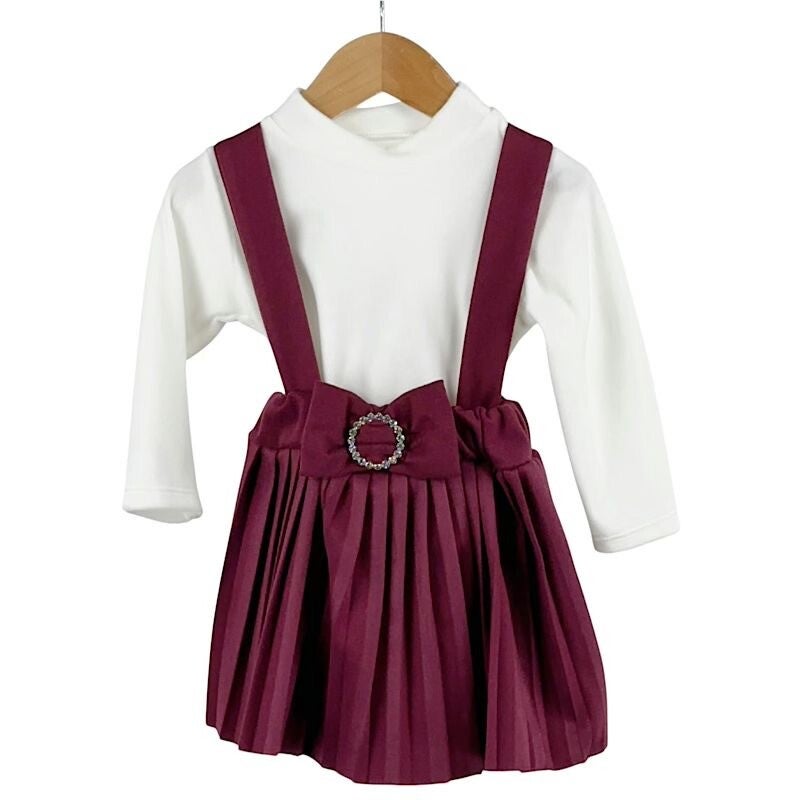 Wine & Ivory Bow Velour Dress