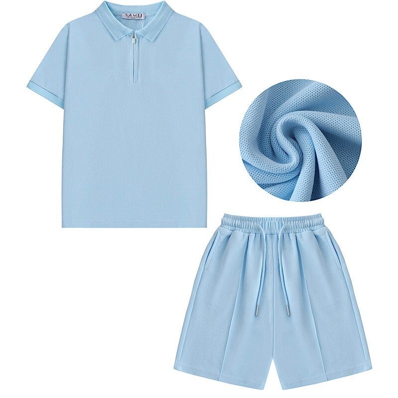 Polo Zipped T-Shirt and Drawstring Shorts Set