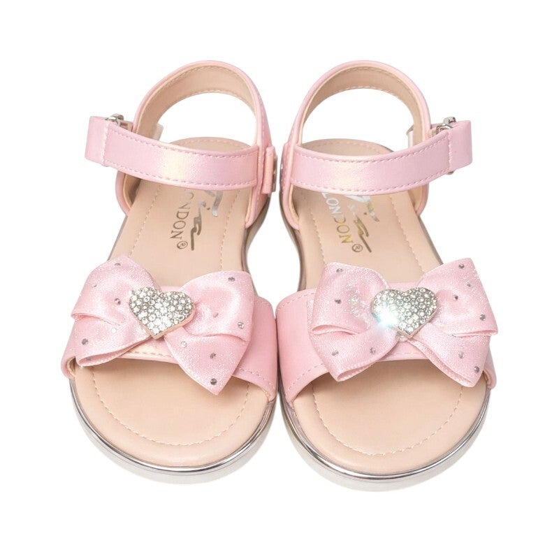 Baby Pink Ankle Strap Heart Bow Sandals