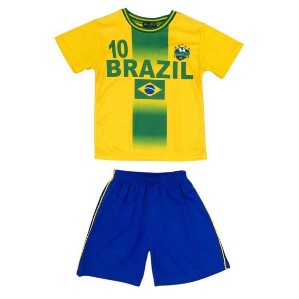Yellow Brazil Football T-Shirt & Shorts Set