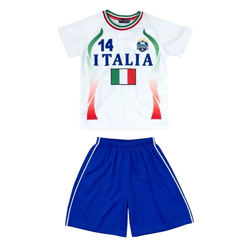 White Italy Football T-Shirt & Shorts Set