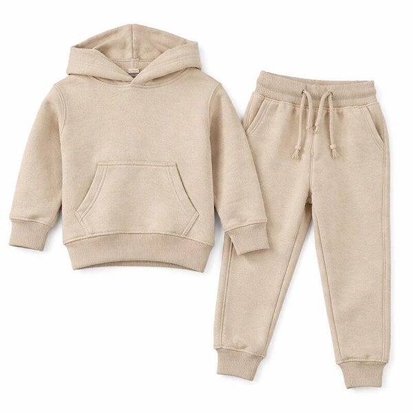 Beige Piped Hoodie 2PC Lounge Set