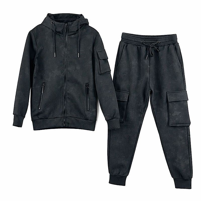 Boys Acid Wash Black Tracksuit