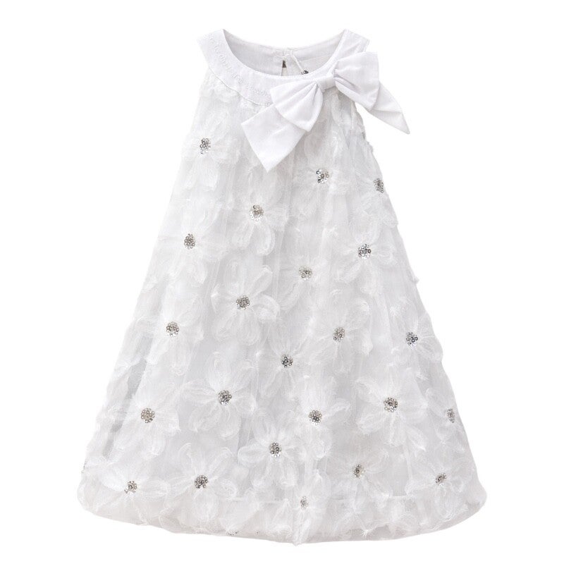 Girls’ Ivory Pastel Floral Appliqué Party Dress
