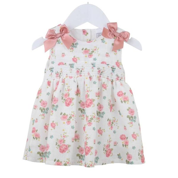Baby Girls Pink Floral Bow Dress