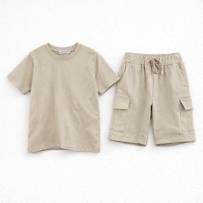 beige boys short set outfit - preorder