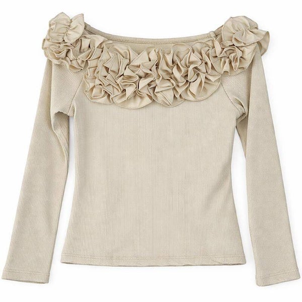 Beige Floral Bardot Style Top