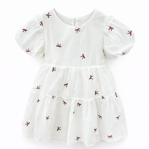 Girls’ Puff Sleeve Bow Dress