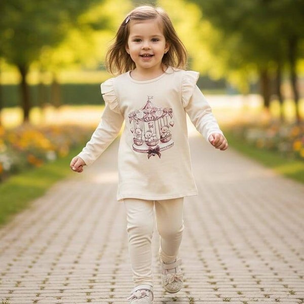 Girls Diamante Teddy Carousel Legging Set