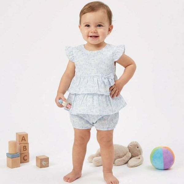 Baby Girls Two Piece Layered Bow Dress with Panties
