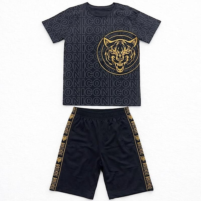 Boys Black/Gold Icon Wolf 2PC Shorts Set