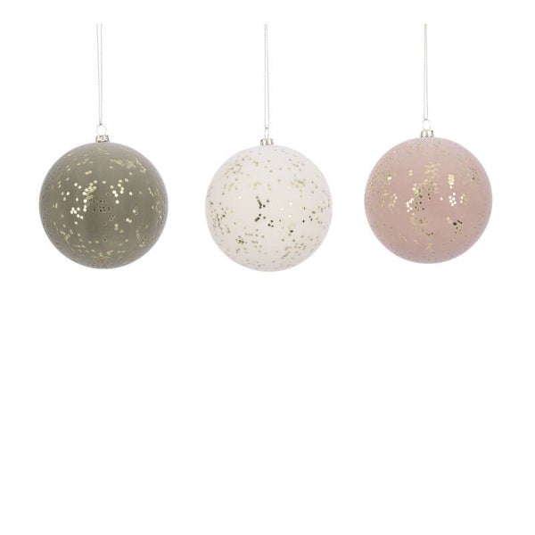 kerstbal creme groen of roze diameter 10cm